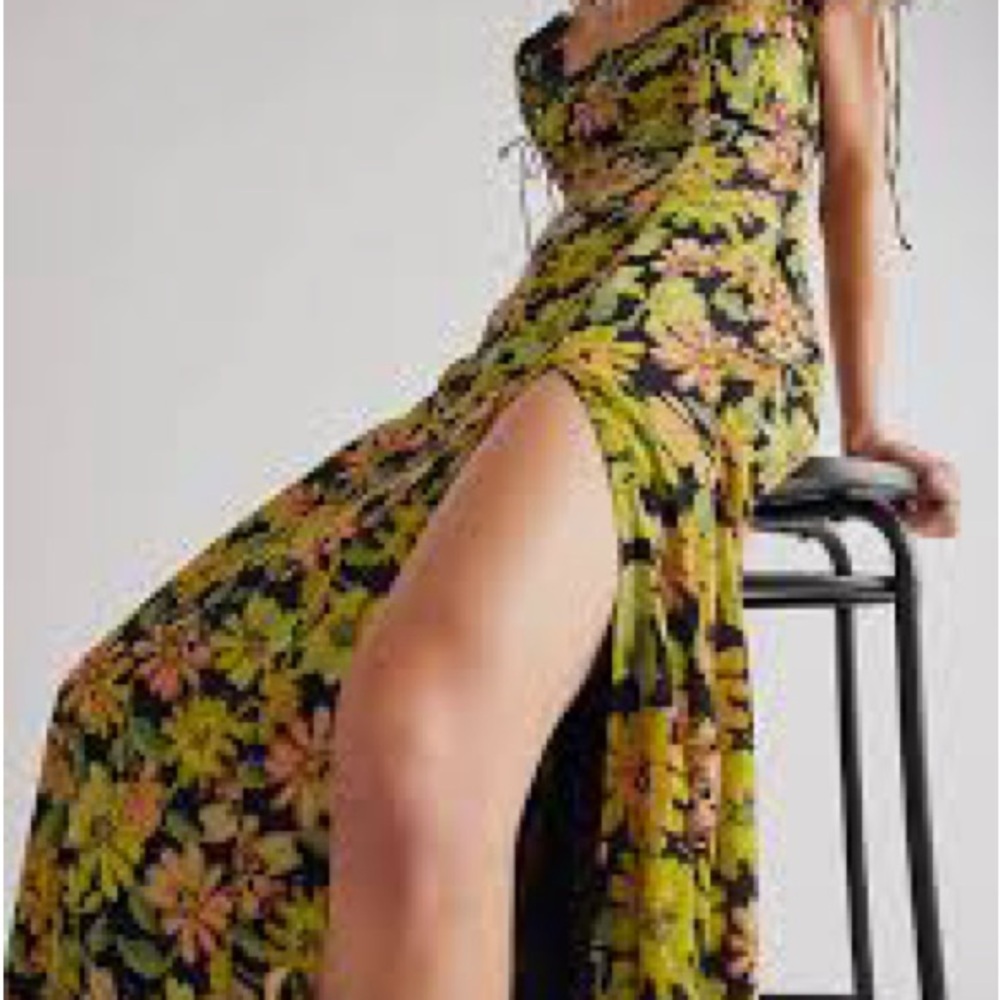 Free People Floral Maxi Dress - Black and Green - Picture 3 of 4